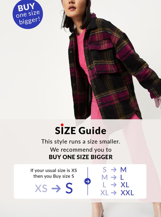 Women Checked Yarn Dyed Oversized Shirt Jacket