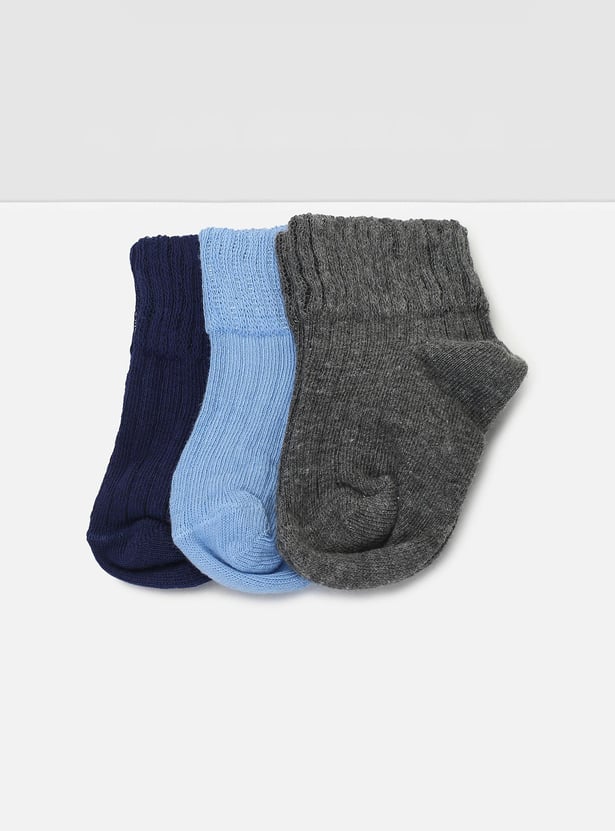 Boys Solid Ankle Length Socks - Pack of 3