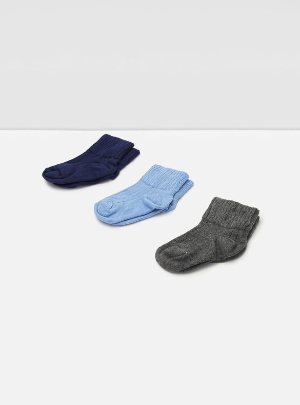 Boys Solid Ankle Length Socks - Pack of 3