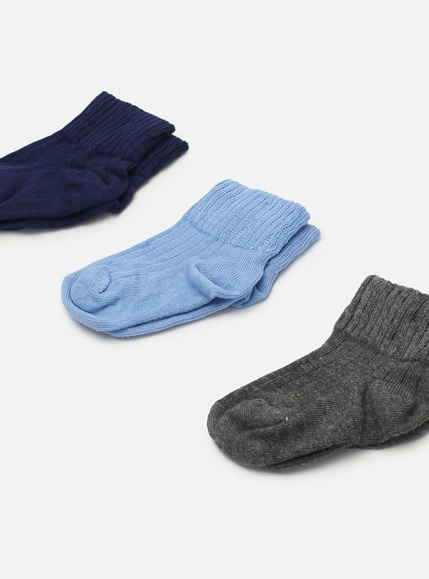 Boys Solid Ankle Length Socks - Pack of 3