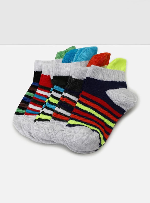 Boys Striped Ankle-Length Socks - Pack of 5