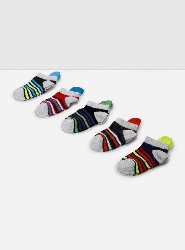 Boys Striped Ankle-Length Socks - Pack of 5