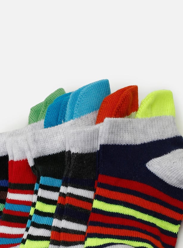 Boys Striped Ankle-Length Socks - Pack of 5