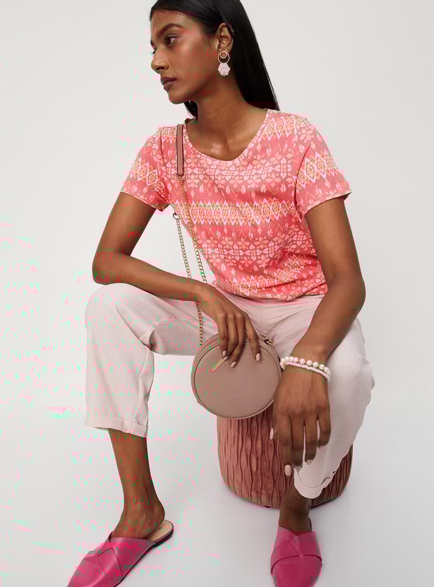 Women Printed Round Neck T-shirt