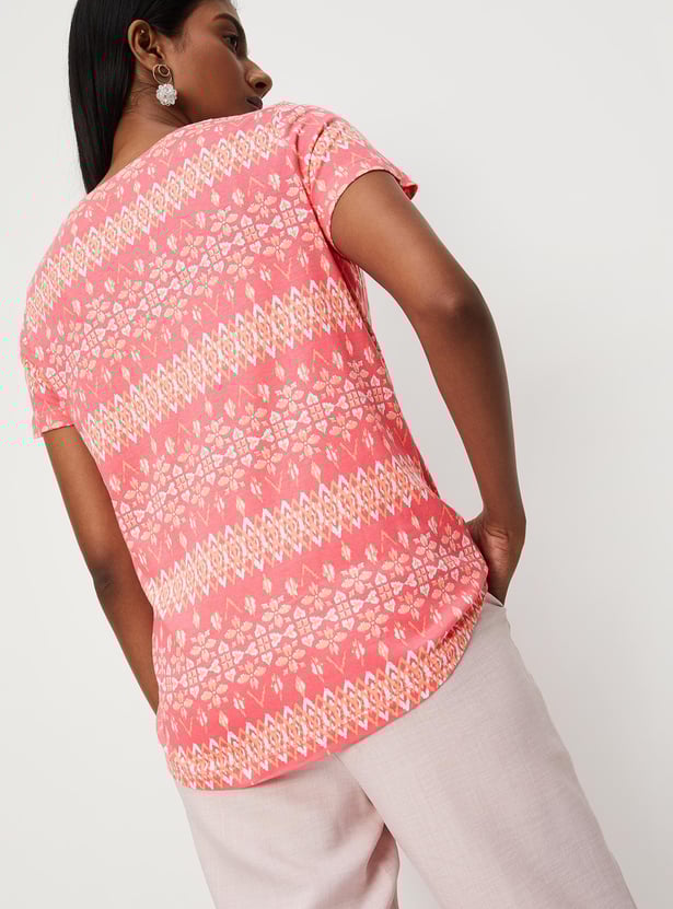 Women Printed Round Neck T-shirt