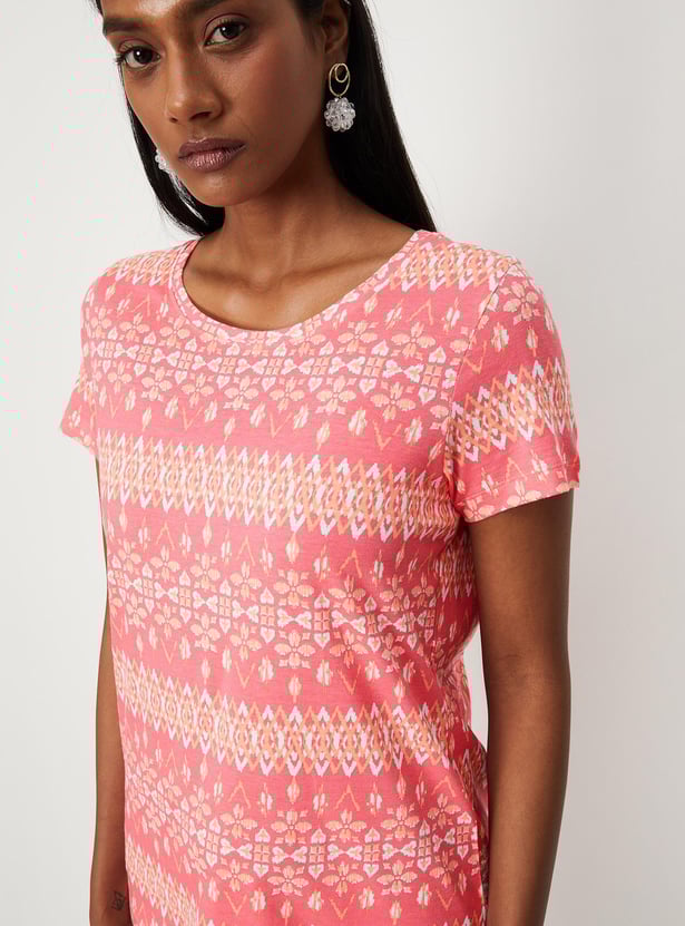Women Printed Round Neck T-shirt