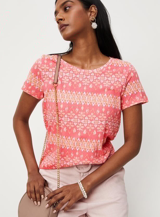 Women Printed Round Neck T-shirt