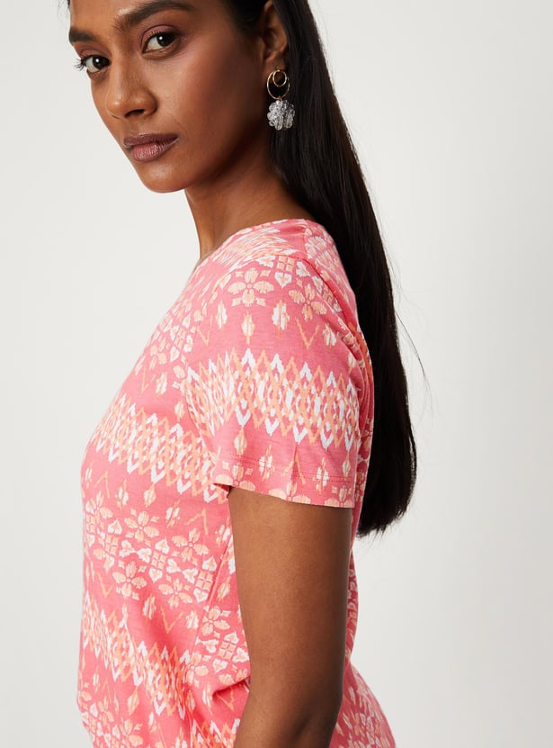 Women Printed Round Neck T-shirt