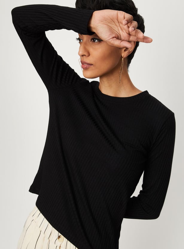 Women Textured Knit Long Sleeve Top