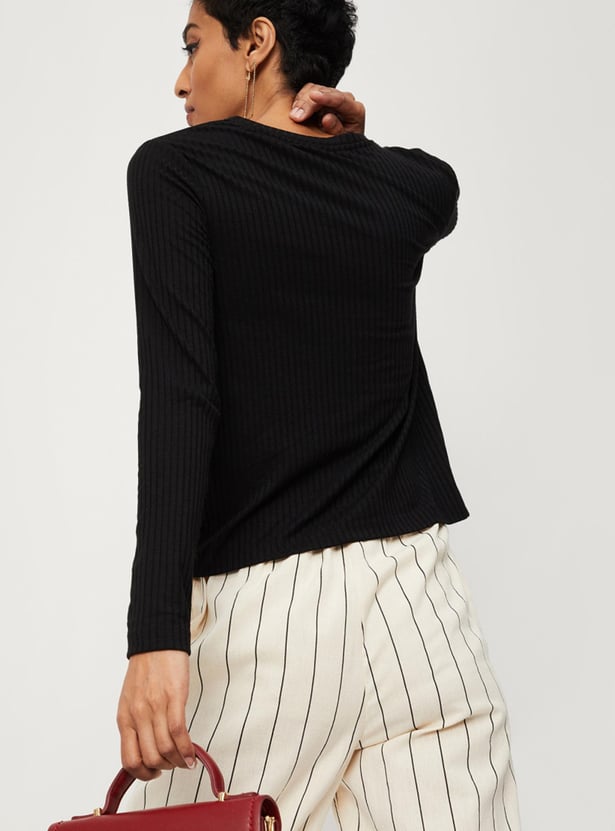 Women Textured Knit Long Sleeve Top