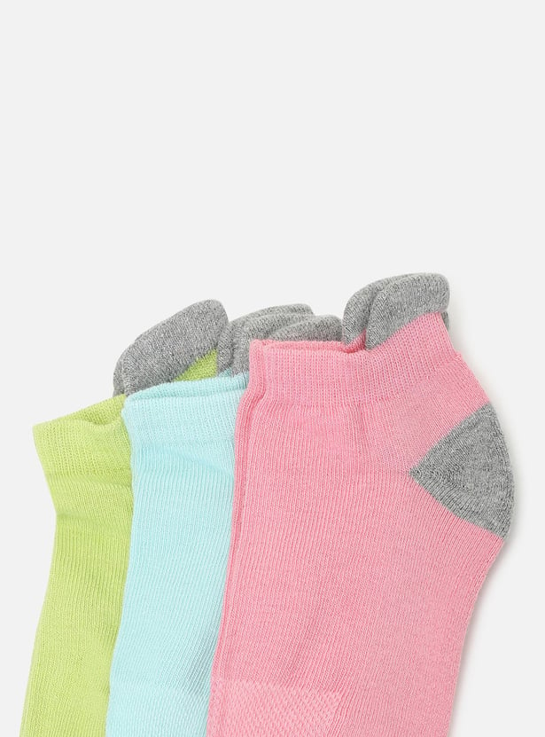 Girls Colourblock Ankle-Length Socks - Pack of 3