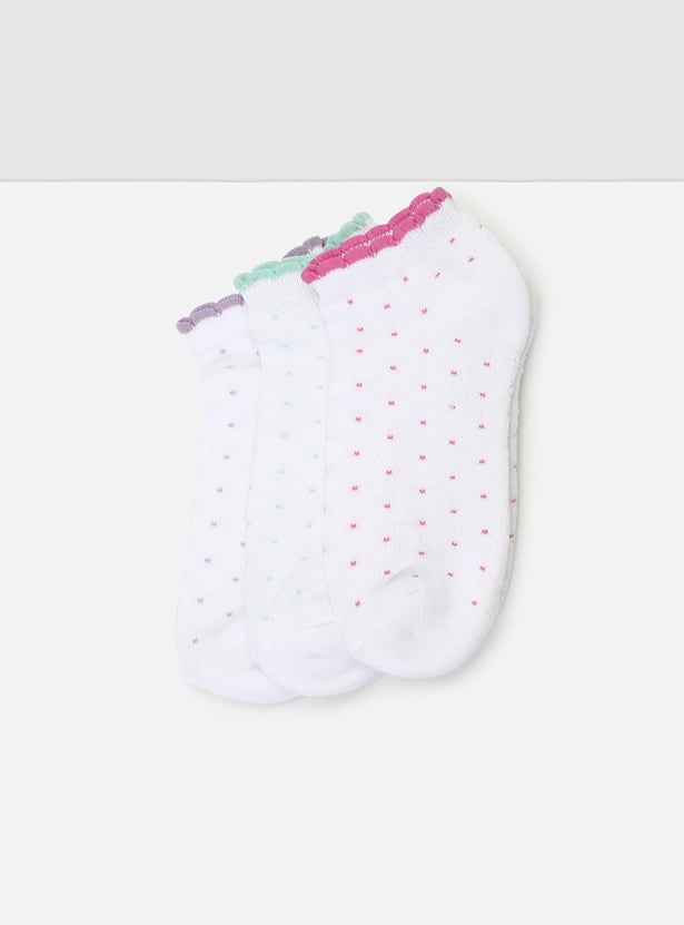 Girls Geometric Knit Ankle-Length Socks - Pack of 3