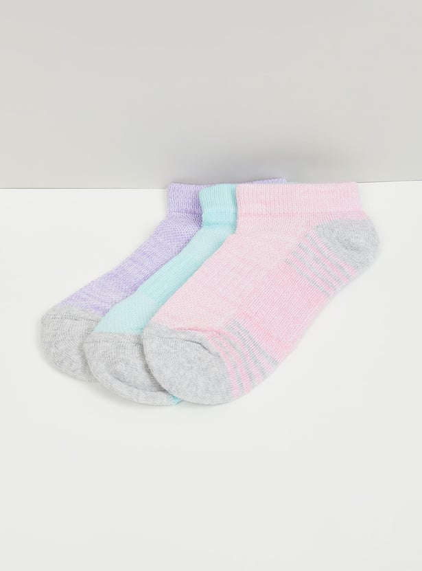 Girls Striped Ankle Length Socks - Pack of 3