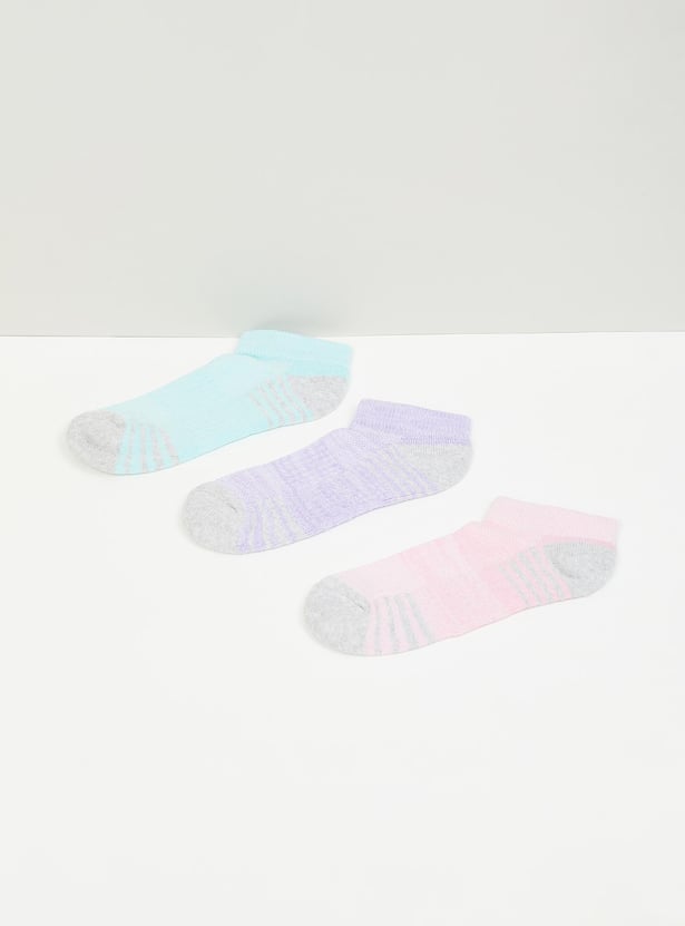 Girls Striped Ankle Length Socks - Pack of 3