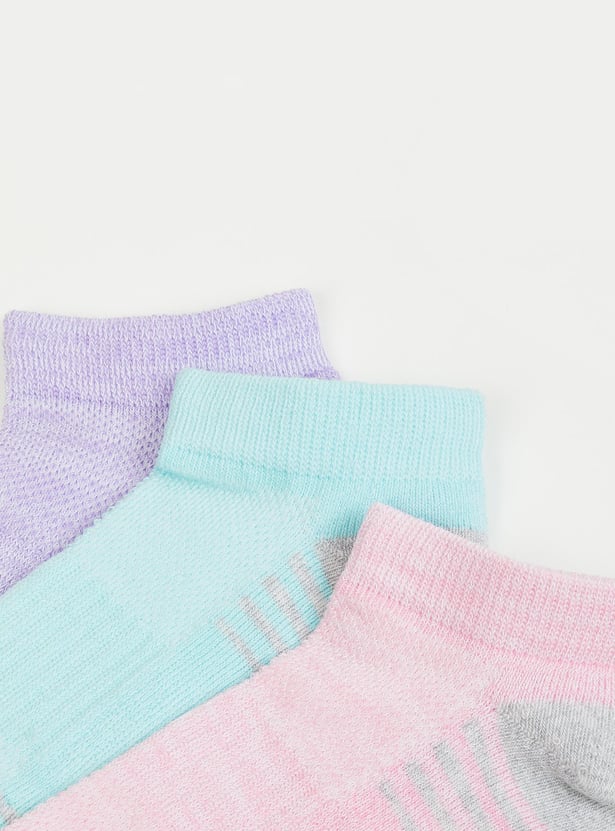 Girls Striped Ankle Length Socks - Pack of 3