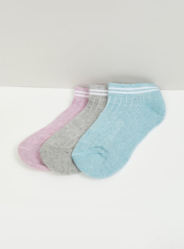 Girls Striped Ankle Length Socks - Pack of 3