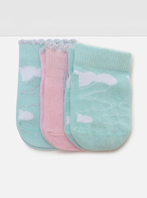 Girls Printed Ankle-Length Socks - Pack of 3