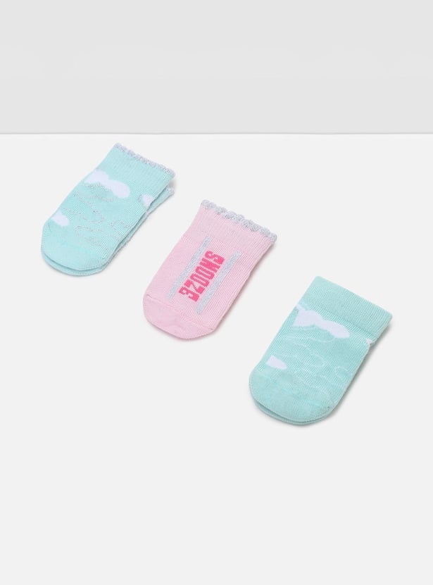 Girls Printed Ankle-Length Socks - Pack of 3