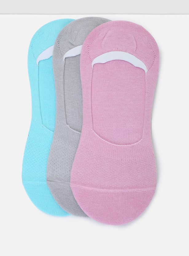 Women Solid No-Show Socks - Set of 3