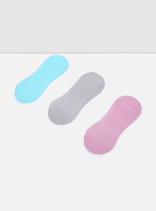 Women Solid No-Show Socks - Set of 3