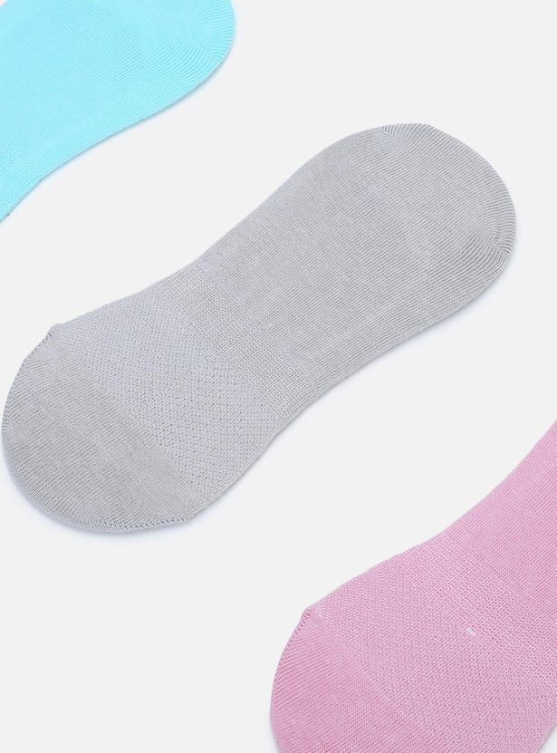 Women Solid No-Show Socks - Set of 3