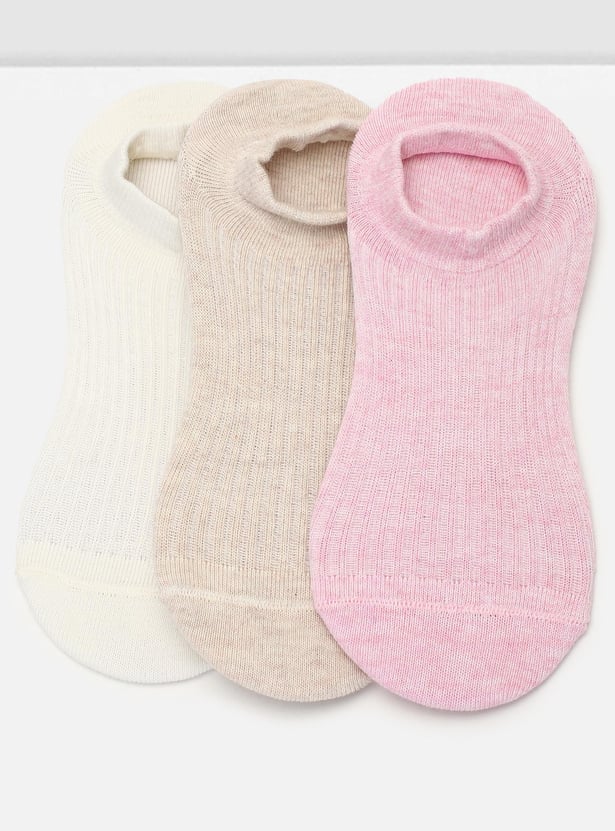 Women Solid No-Show Socks - Set of 3