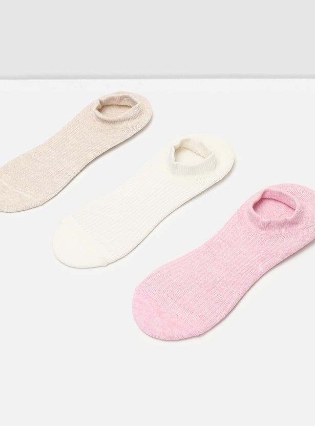Women Solid No-Show Socks - Set of 3