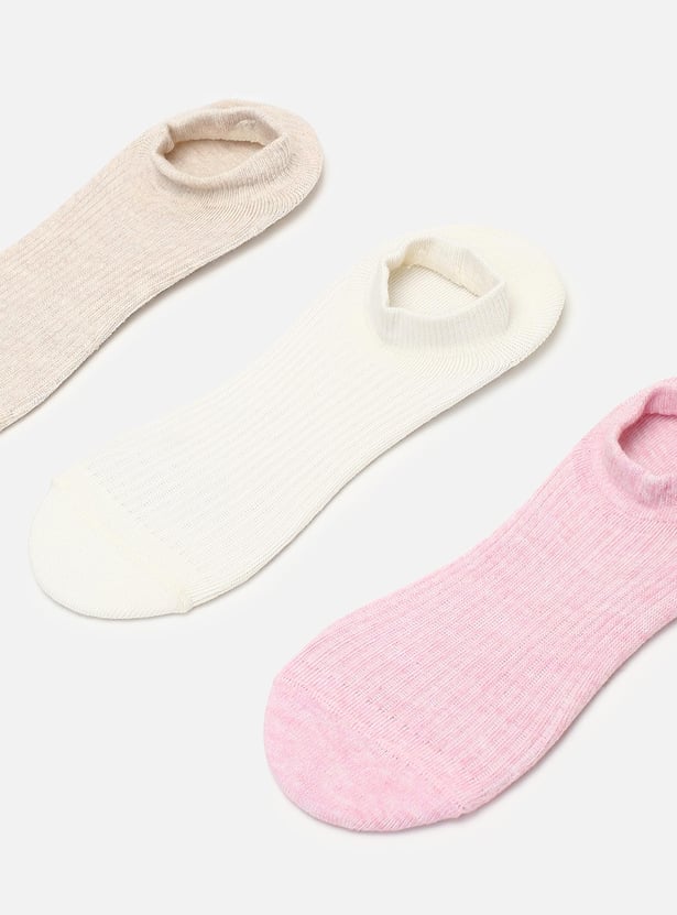Women Solid No-Show Socks - Set of 3