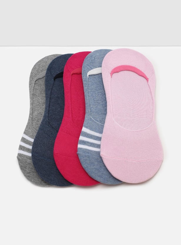 Women Striped No-Show Socks - Set of 5