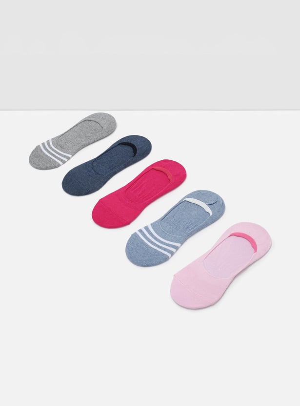 Women Striped No-Show Socks - Set of 5