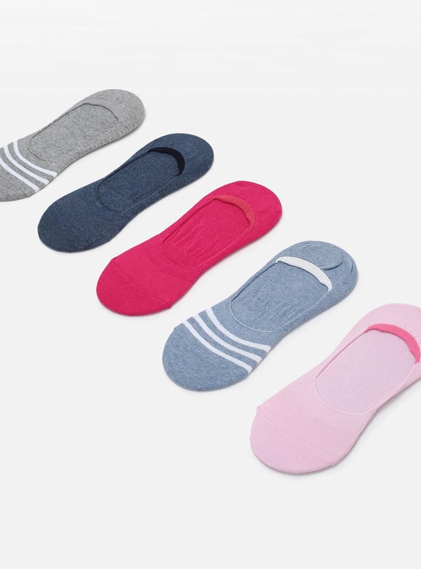 Women Striped No-Show Socks - Set of 5