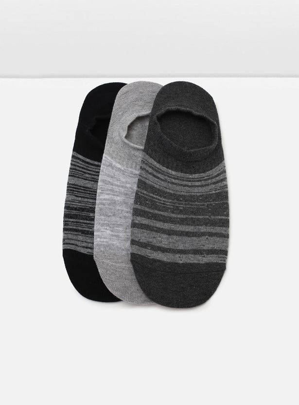 Men Striped No-Show Socks - Set of 3