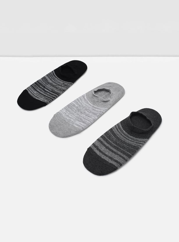 Men Striped No-Show Socks - Set of 3