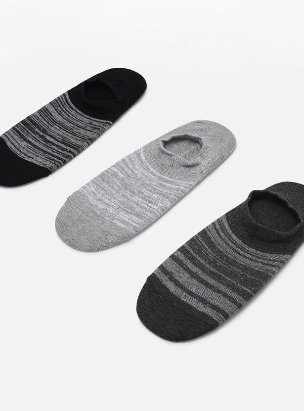 Men Striped No-Show Socks - Set of 3