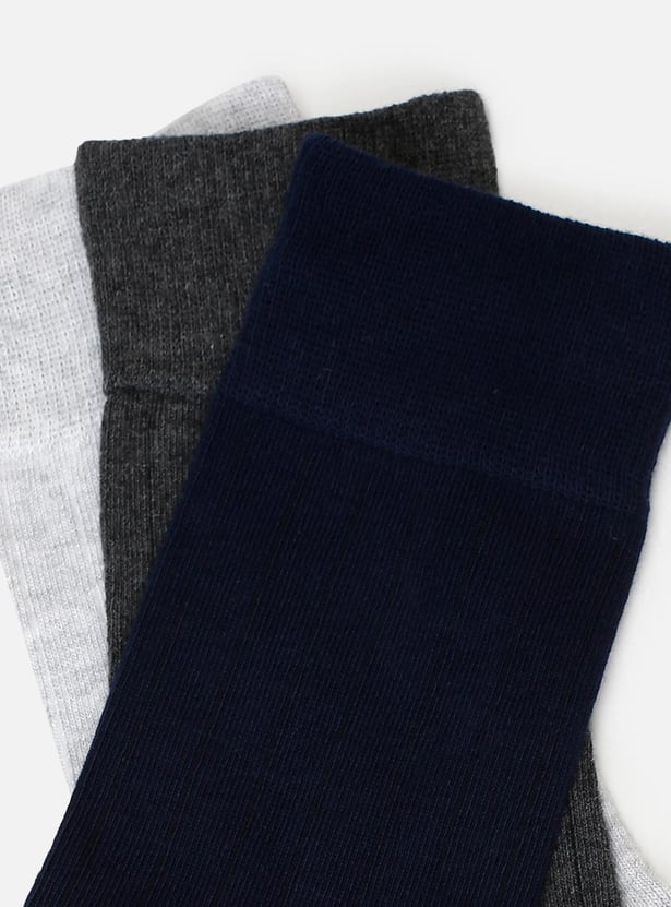 Men Solid Crew Length Formal Socks - Pack of 3