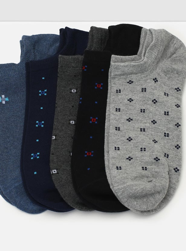 Men Printed Ankle-Length Socks - Set of 5