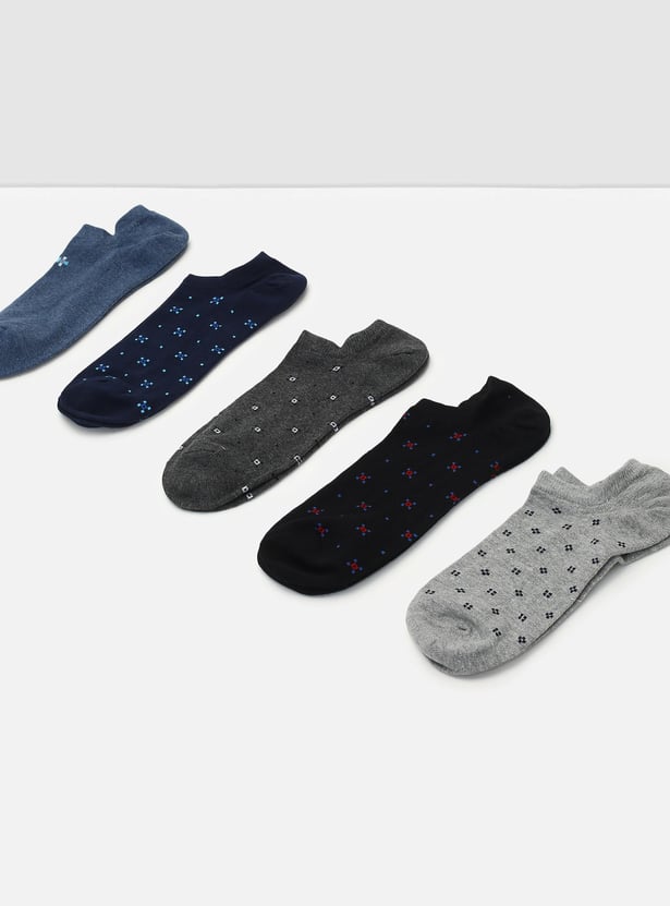 Men Printed Ankle-Length Socks - Set of 5