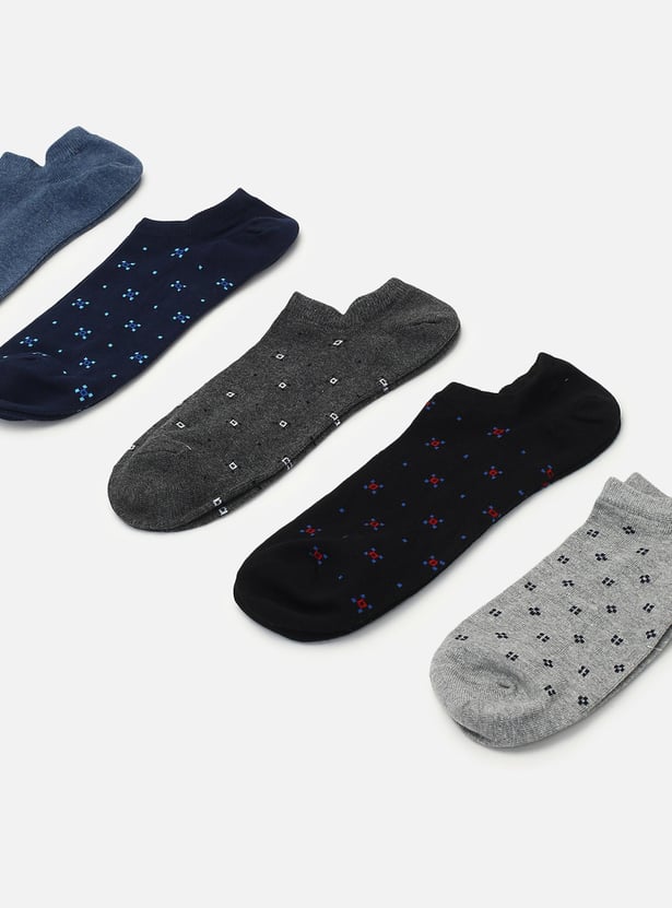 Men Printed Ankle-Length Socks - Set of 5