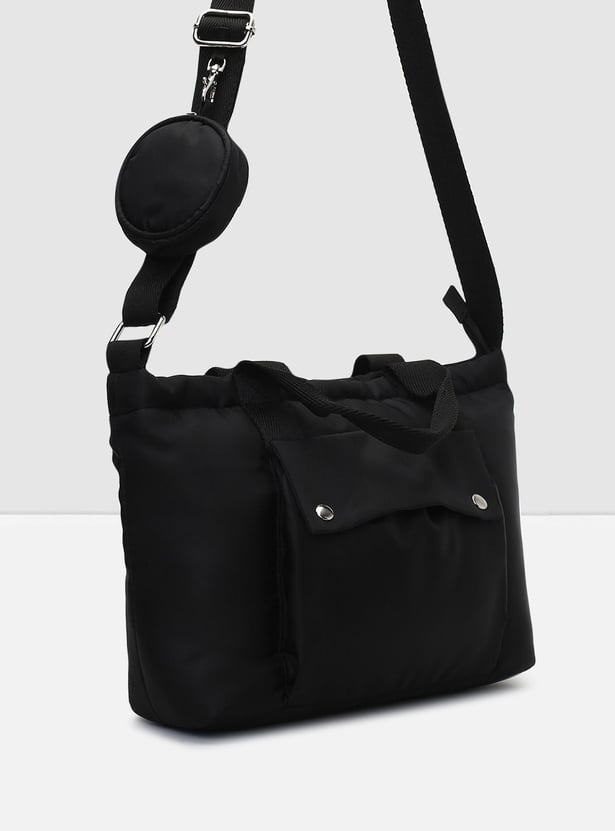 Women Solid Sling Bag with Pouch