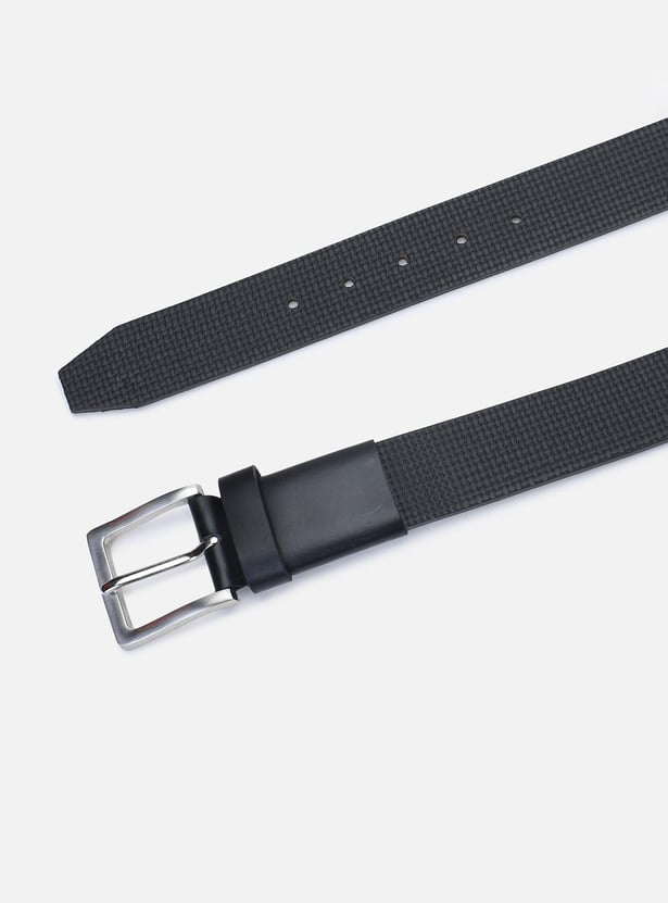 Men Woven Pattern Leather Formal Belt