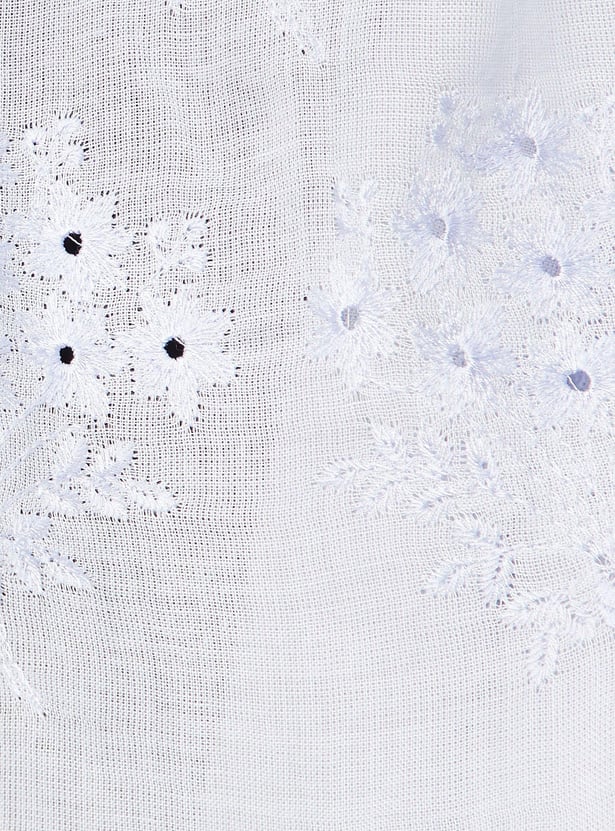 Women Embroidered Tassel Scarf