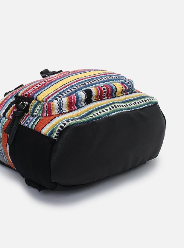 Women Striped Jacquard Convertible Backpack