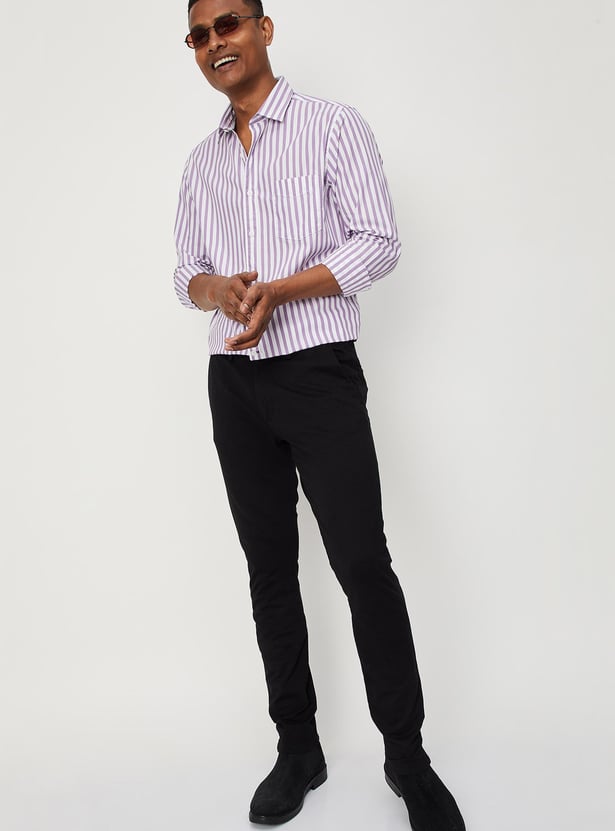 Men Striped Slim Fit Smart Casual Shirt