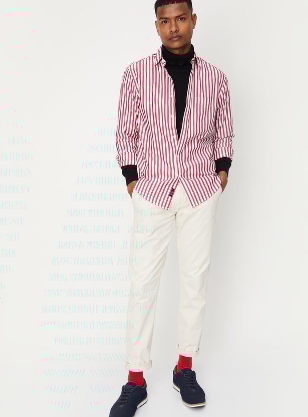 Men Striped Slim Fit Smart Casual Shirt