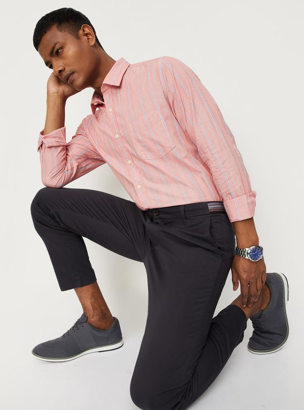 Men Striped Slim Fit Smart Casual Shirt
