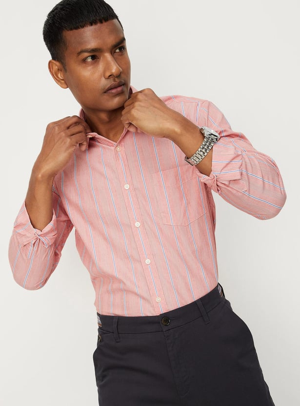 Men Striped Slim Fit Smart Casual Shirt