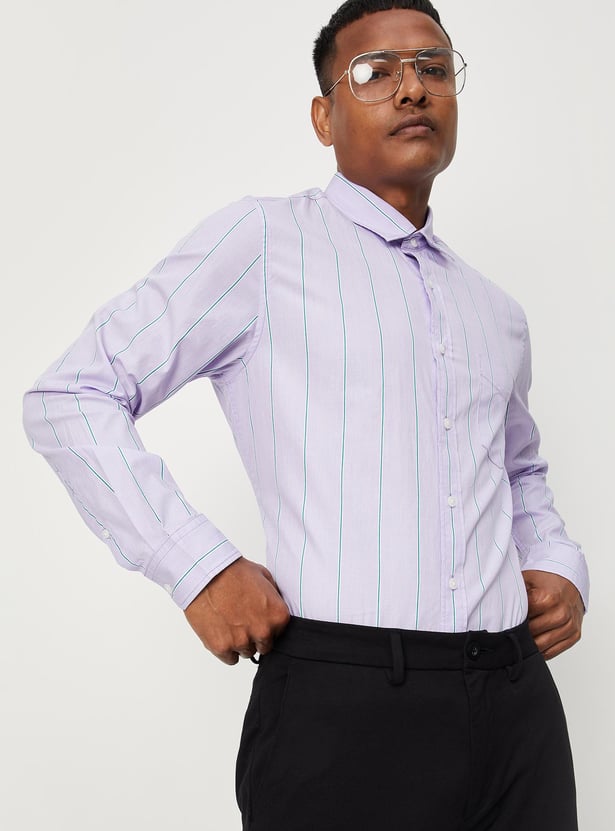 Men Striped Slim Fit Smart Casual Shirt