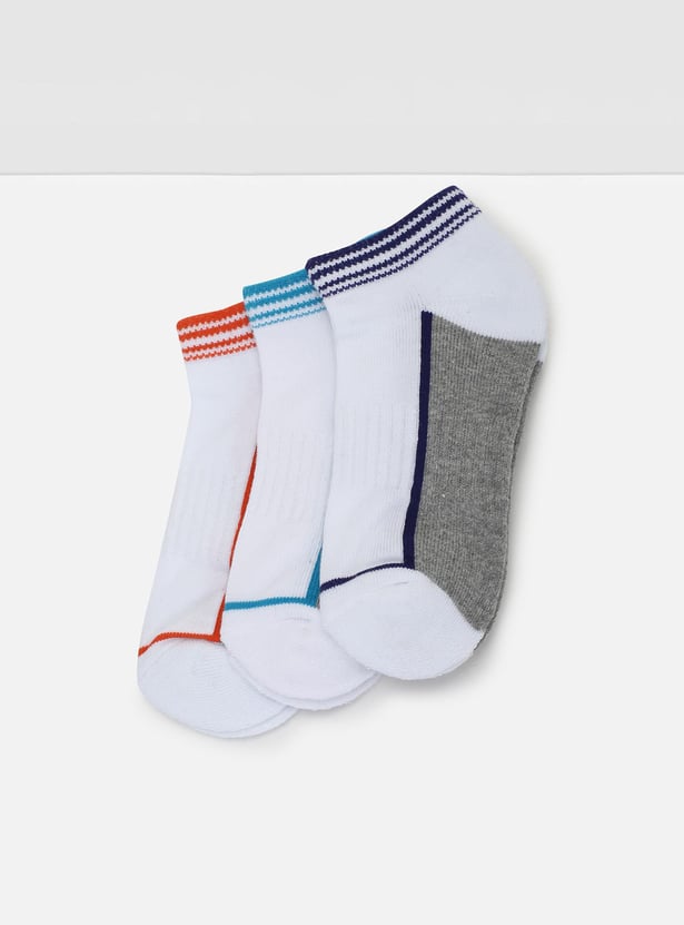 Boys Colourblock Ankle-Length Socks - Pack of 3