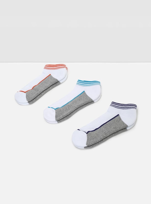 Boys Colourblock Ankle-Length Socks - Pack of 3