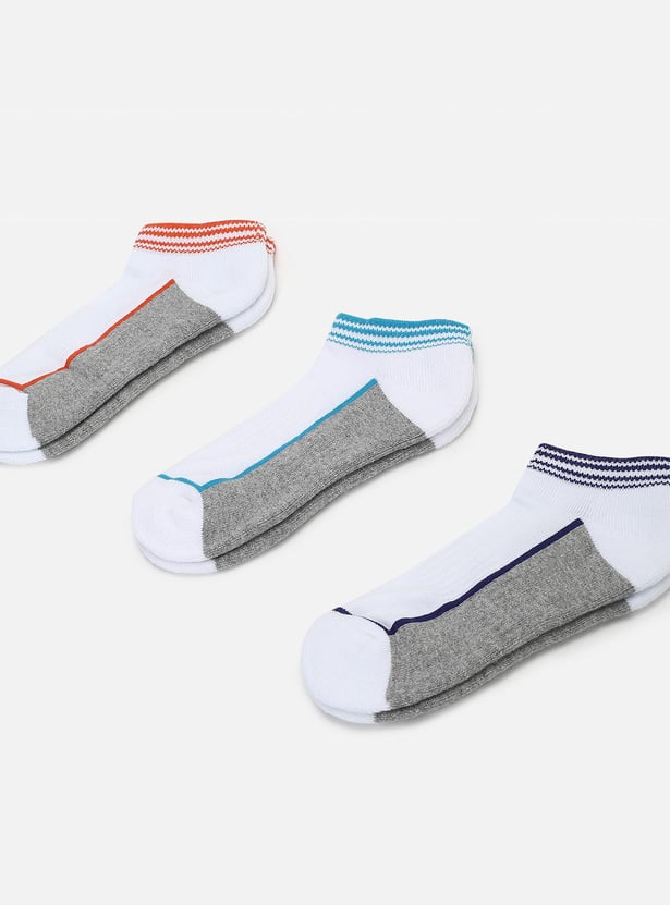 Boys Colourblock Ankle-Length Socks - Pack of 3